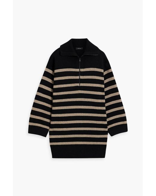 Lisa Yang Black Nicola Oversized Striped Cashmere Half-zip Sweater