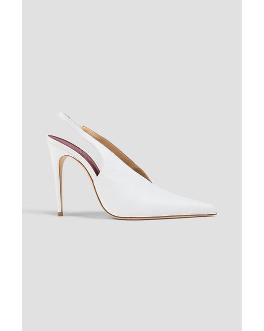 Magda Butrym White Leather Slingback Pumps