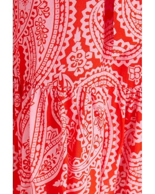 Heidi Klein Red Tangier Paisley-print Woven Mini Shirt Dress