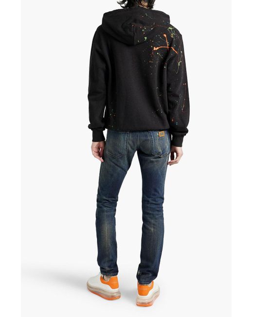 Dolce & Gabbana Black Printed Flocked French Cotton-terry Hoodie for men
