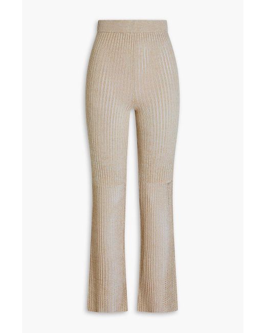 Nanushka Natural Karine Ribbed And Pointelle-knit Slim-leg Pants