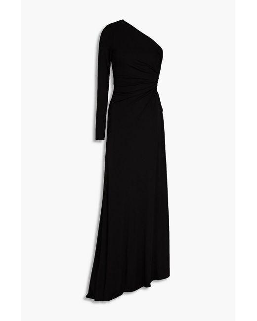 Halston Heritage Black One-shoulder Cutout Jersey Gown