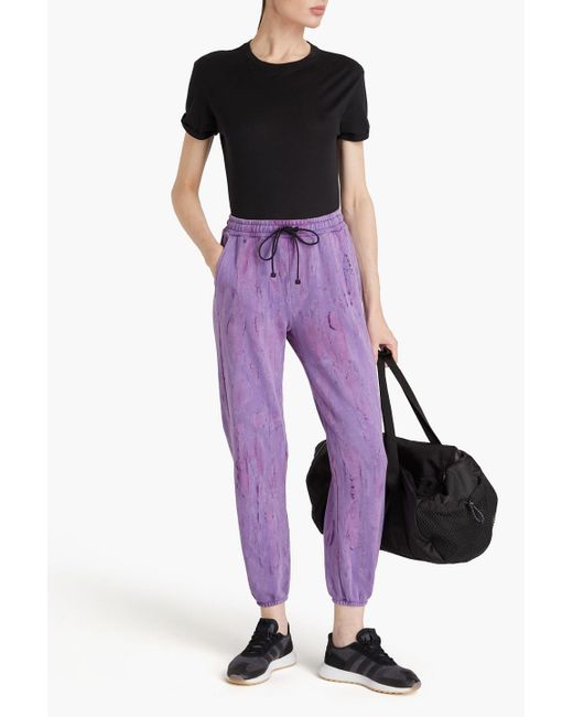 Koral Purple Oblivion Printed French Cotton-blend Terry Track Pants