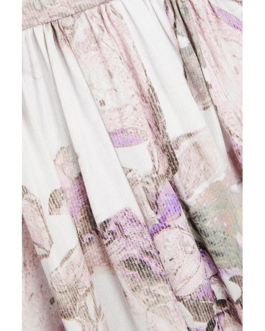 IRO Purple Nuna Printed Satin-crepe Midi Dress