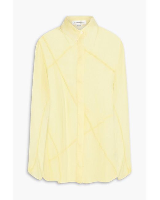 Victoria Beckham Yellow Pintucked Georgette Shirt