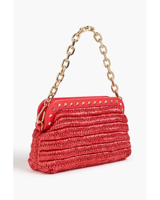 MICHAEL Michael Kors Red Livia Faux Raffia Envelope Clutch