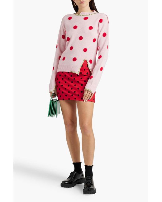 Marni Pink Pullover aus jacquard-strick aus wolle mit polka-dots