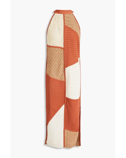 Nanushka Orange Patchwork-Effect Knitted Tunic