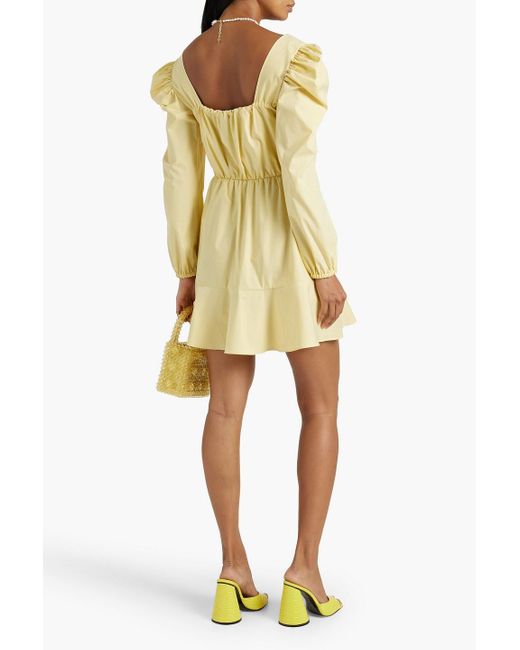 RED Valentino Yellow Wrap-effect Ruched Cotton-blend Poplin Mini Dress