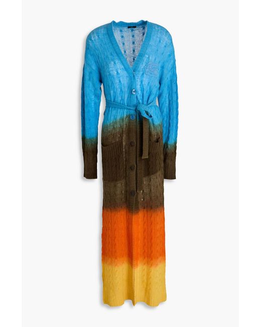 【送料&関税込】Etro Multicolor Wool Cardigan Etro Purple Multi Melange Knit Heavy Longline Sweater