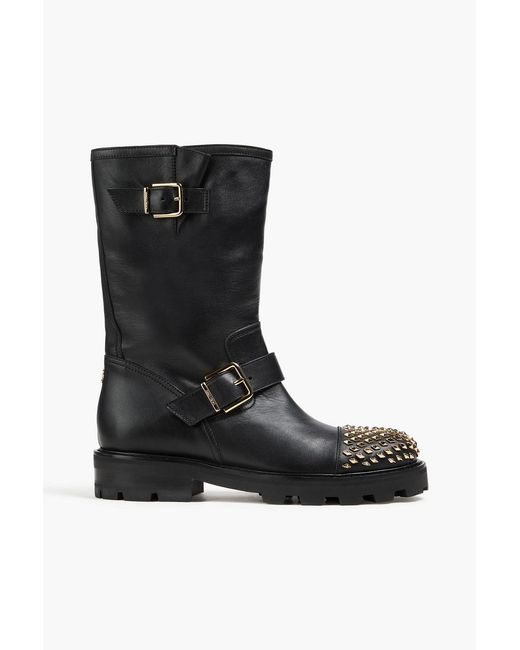 Jimmy Choo Black Biker Ii Studded Leather Ankle Boots