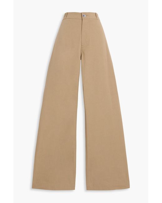 The Elder Statesman Natural Silvano Cotton-Twill Wide-Leg Pants