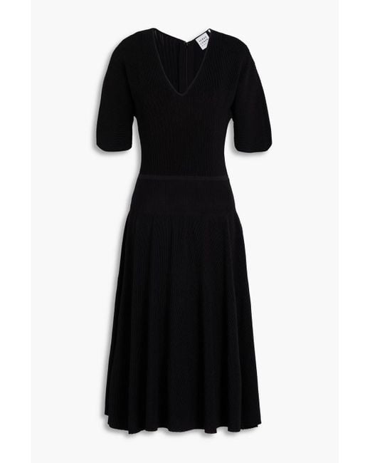 Hervé Léger Black Lyla Ribbed-knit Midi Dress
