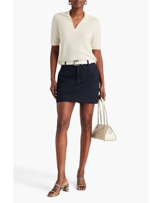 Vince Blue Skirt-Effect Cotton-Blend Twill Shorts