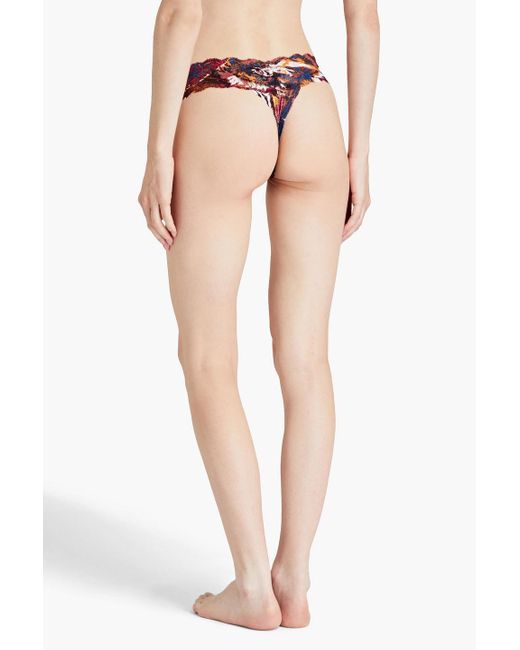 Cosabella Brown Never Say Never Printed Stretch-lace Mid-rise Thong