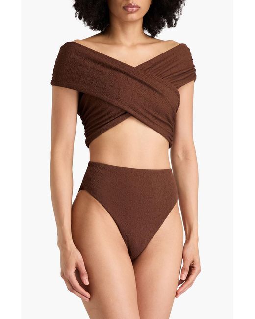 Mara Hoffman Brown Lorina bikini-oberteil aus stretch-matelassé