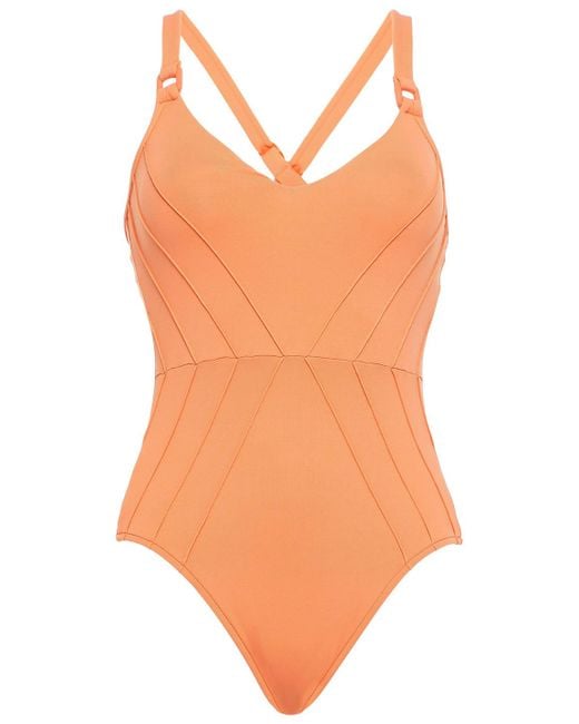 Seafolly Synthetic Pleated Swimsuit in Orange - Lyst