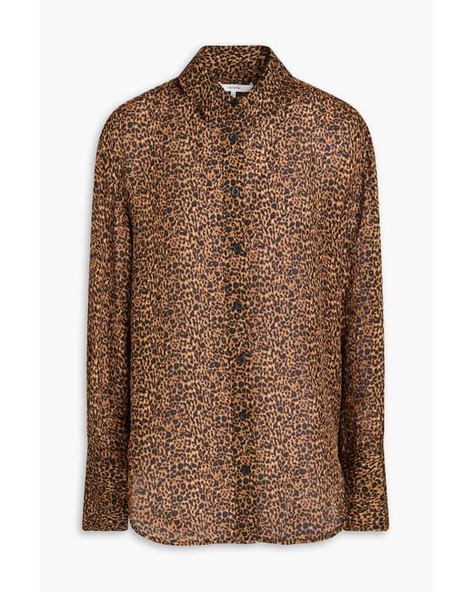 FRAME Brown The Standard Leopard-print Silk Crepe De Chine Shirt