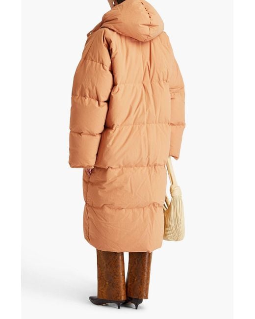 Nanushka Orange Quilted Shell Hooded Coat
