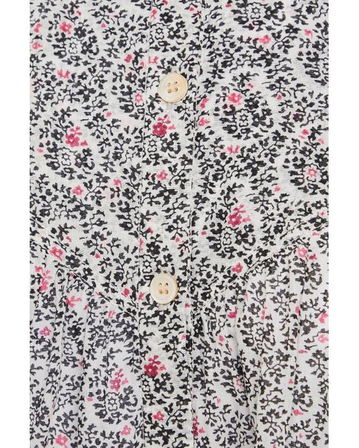 Isabel Marant Gray Mildi Floral-print Cotton-mousseline Mini Shirt Dress