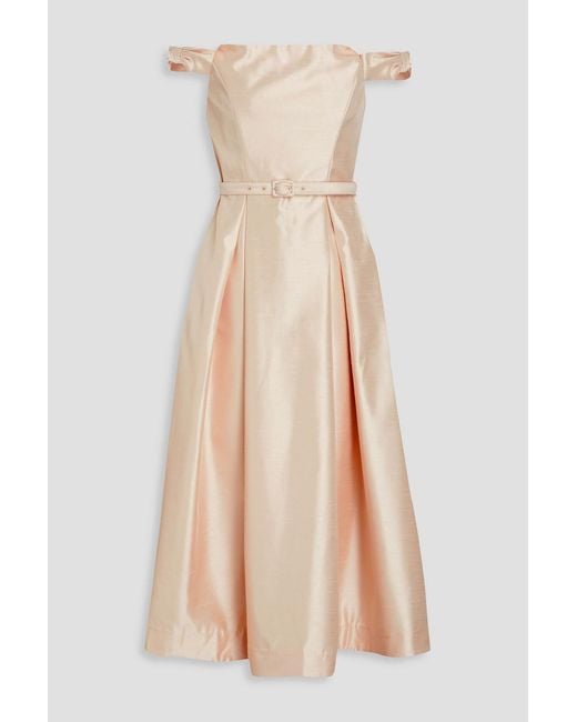Nicholas Natural Off-the-shoulder Taffeta Midi Dress