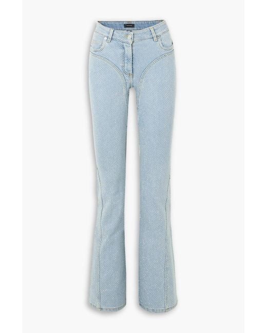 Mugler Blue Schlagjeans mit kristallen