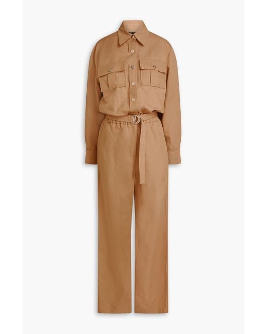Maje Natural Belted Twill Jumpsuit