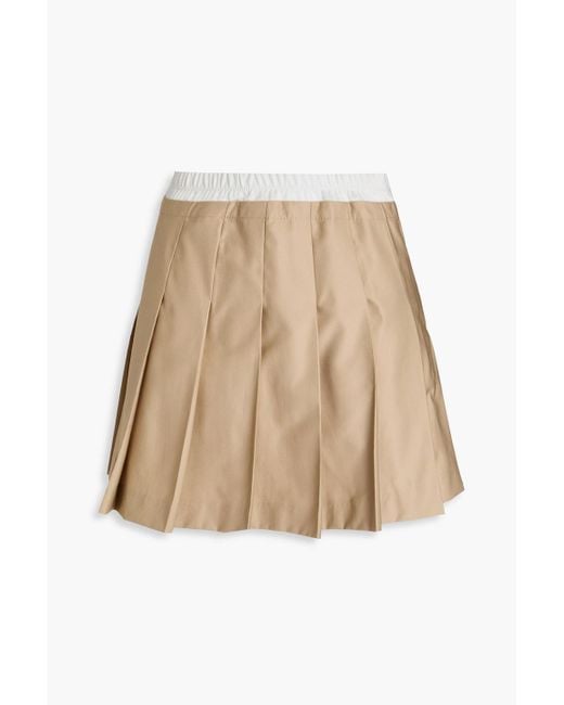 Sandro Natural Pleated Cotton-blend Twill Mini Skirt