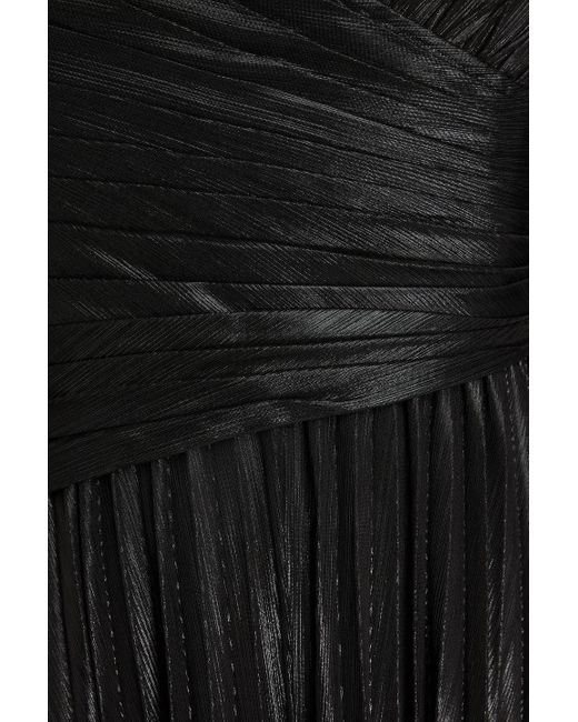 retroféte Black Natalie Strapless Pleated Lamé Jumpsuit