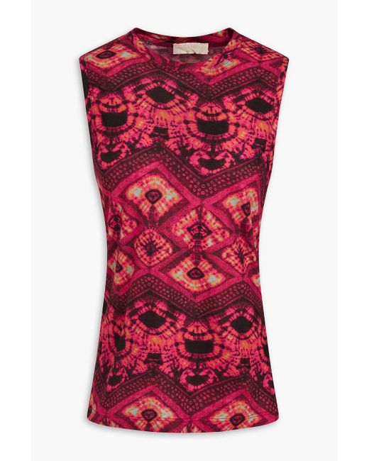 Ulla Johnson Red Ines Printed Cotton-jersey Top