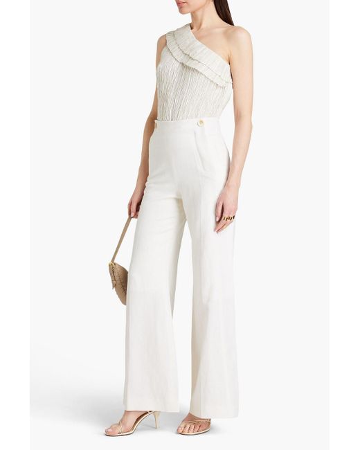 Chloé White Wool And Linen-blend Flared Pants