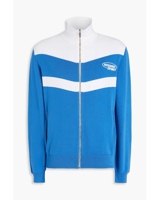 Missoni Blue Embroidered Cotton Zip-up Track Jacket for men