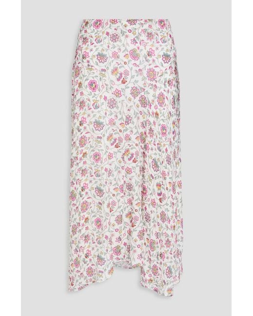 Isabel Marant White Lisanne Floral-print Satin-jacquard Midi Skirt