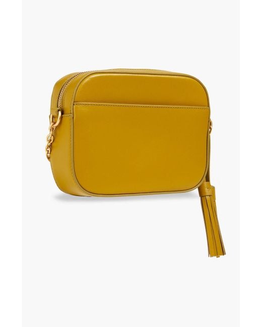 Tory Burch Yellow Mcgraw Leather And Suede Shoulder Bag