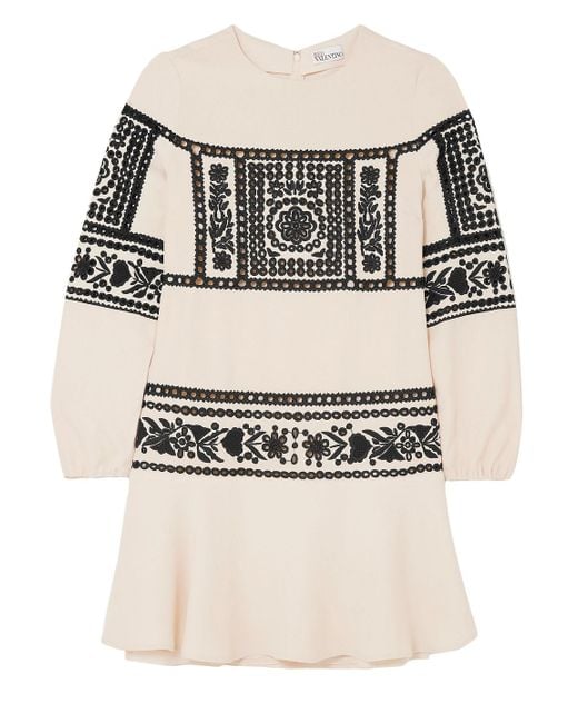 RED Valentino White Broderie Anglaise Crepe Mini Dress