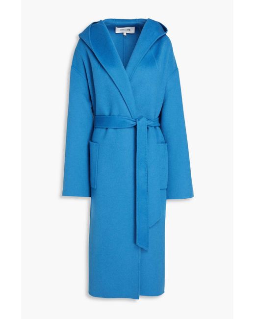 Diane von Furstenberg Blue Eunice Wool-felt Hooded Coat