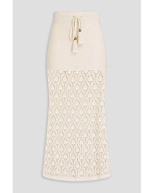 Zimmermann Natural Crocheted Cotton Midi Skirt