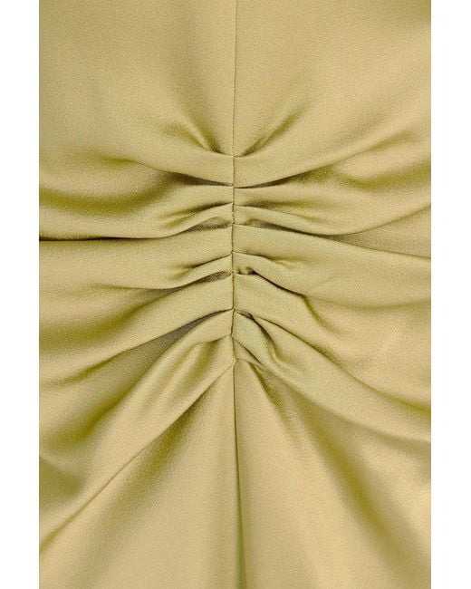 Victoria Beckham Green Gathered Satin-Crepe Mini Dress