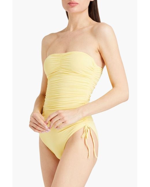 Melissa Odabash Yellow Sydney Strapless Ruched Swimsuit