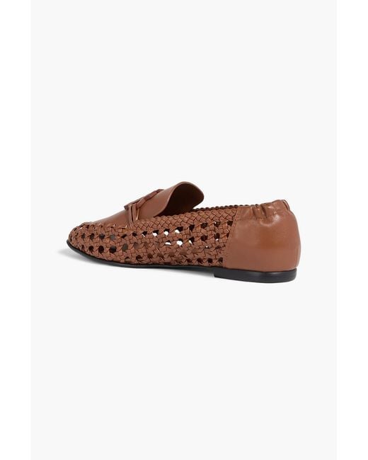 Jonathan Simkhai Brown Dion Embellished Woven Leather Loafers
