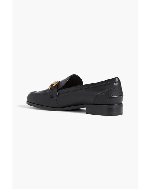 Stuart Weitzman Black Owen Embellished Leather Loafers