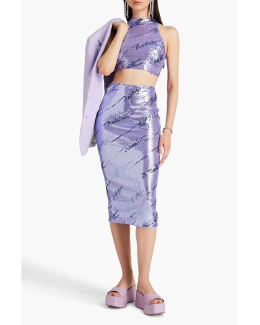 ROTATE BIRGER CHRISTENSEN Sequinned Midi Skirt in Purple | Lyst ROTATE BIRGER CHRISTENSEN Sequinned Midi Skirt in Purple | Lyst