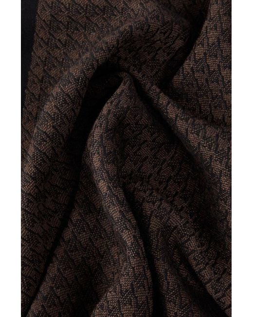 Canali Black Fringed Wool-jacquard Scarf for men