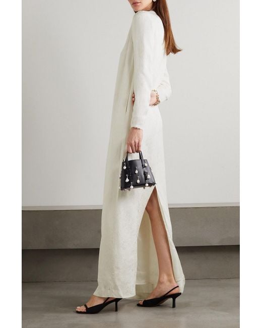 Totême  Natural Frayed Jacquard Maxi Dress