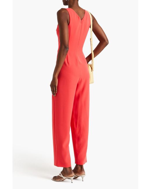 Emporio Armani Red Pleated Crepe Jumpsuit