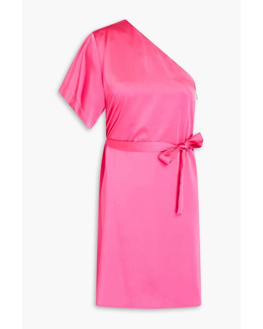 Claudie Pierlot Pink Minikleid aus satin mit asymmetrischer schulterpartie und cut-outs