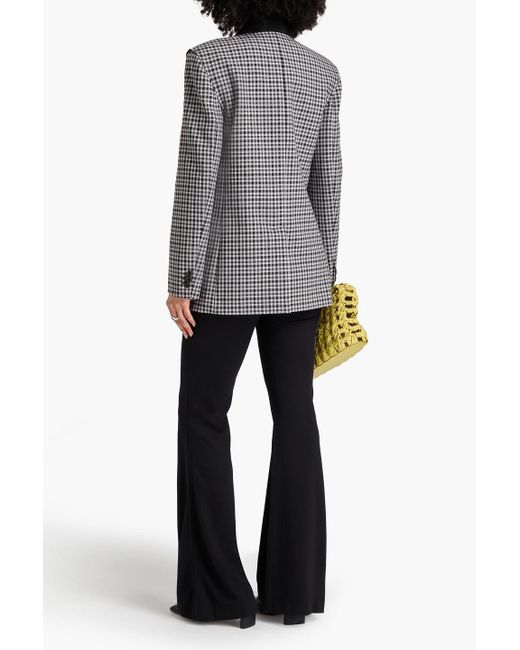 Tibi Black Double-breasted Gingham Twill Blazer