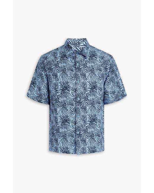 Sandro Blue Printed Lyocell And Linen-blend Shirt for men