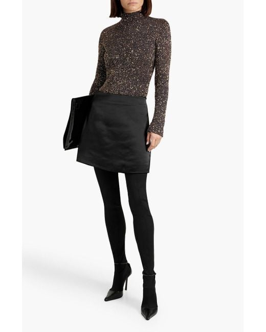 Proenza Schouler Brown Cutout Sequined Crochet-knit Turtleneck Sweater