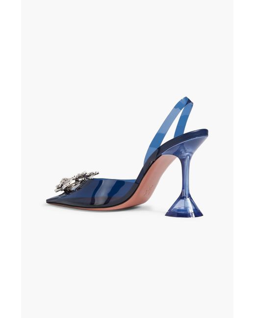 AMINA MUADDI Blue Begum Crystal-Embellished Pvc Slingback Pumps
